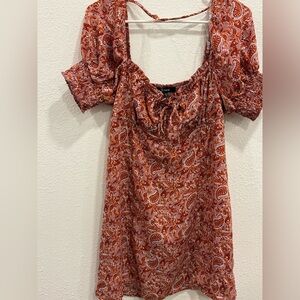 Trixxi Red and Orange Paisley Dress